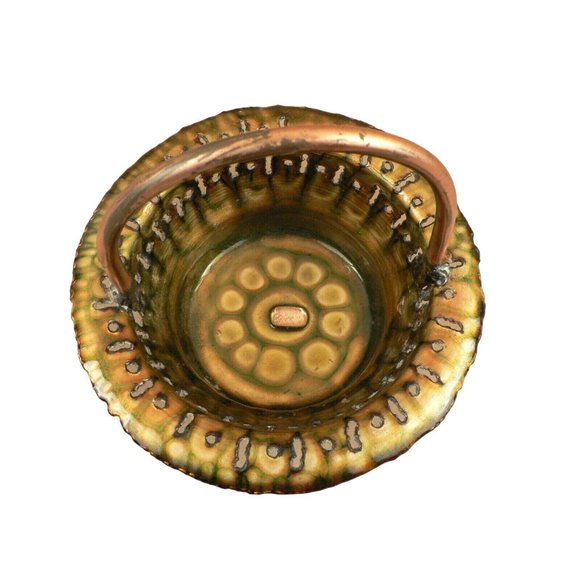 Italian Basket Artistic iridescent enameled decorative metal basket - Picture 5 of 7
